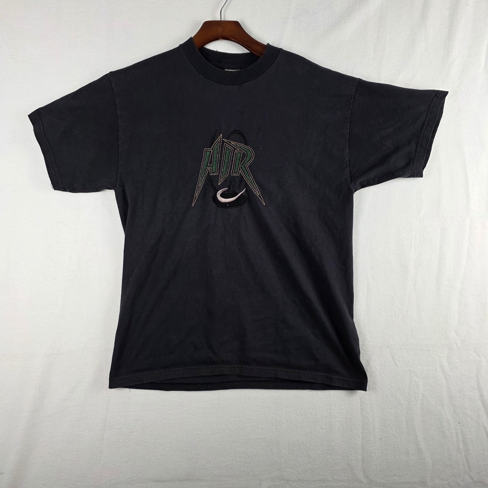 Brooks Men's Vintage Nike Air Embroidered Heavyweight T-Shirt Black Size Large